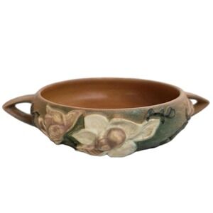 VTG Roseville Art pottery Magnolia Terra Cotta‎ Double Handle 40s #447-6" MCM
